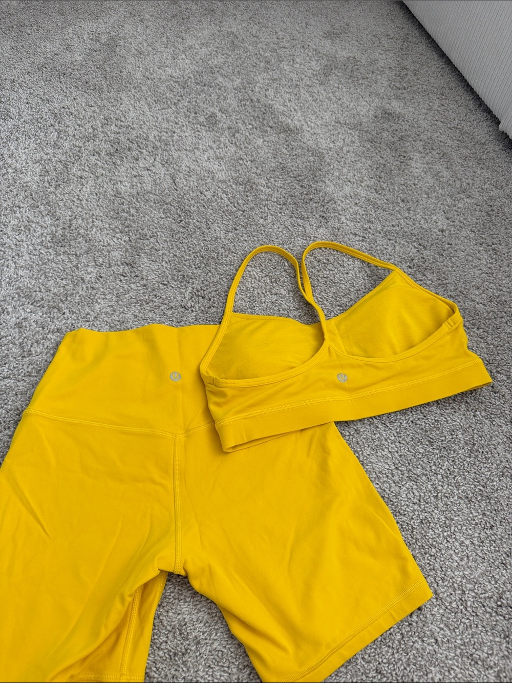 Yellow Women's High-Waist Biker Shorts & nulu bra lululemon